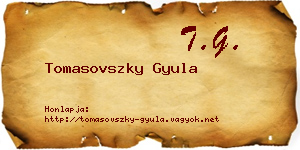 Tomasovszky Gyula névjegykártya